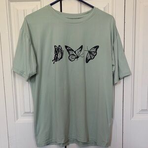Green T-Shirt with Butterfly Design